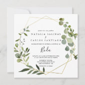 トロピカルグ葉ロンスペインのグのフロントとバック結婚ズ 招待状 (正面)