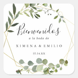 トロピカルグ葉ロンスペインのグの結婚歓迎 スクエアシール