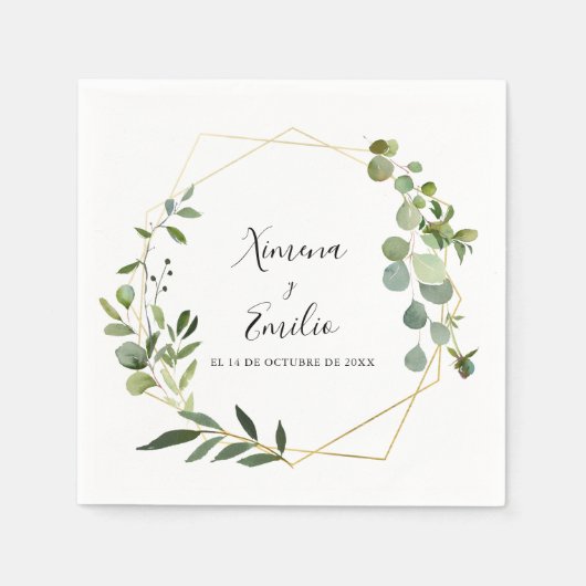 トロピカルグ葉ロンスペインの結婚ズのナプキン スタンダードカクテルナプキン (正面)