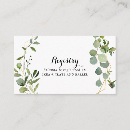 トロピカルグ葉ロン結婚グのギフト登録 エンクロージャーカード (正面)