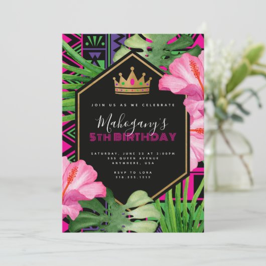 トロピカルケンテアフリカプリンセス誕生日 招待状 (スタンド正面)