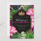 トロピカルケンテアフリカンクイーン誕生日招待状 招待状 (正面)