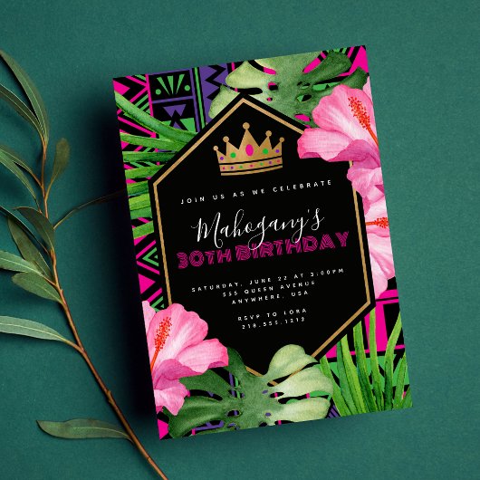 トロピカルケンテアフリカンクイーン誕生日招待状 招待状