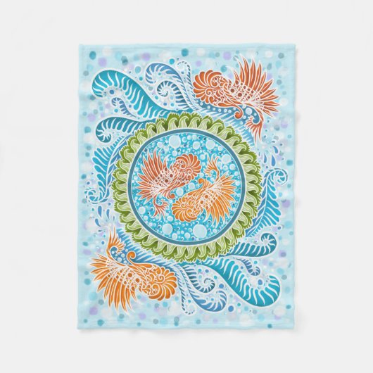 トロピカルコイ曼荼羅 フリースブランケット (正面)