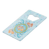 トロピカルコイ曼荼羅 | 海鮮やか禅美術 クレジットカード栓抜き (正面アングル)