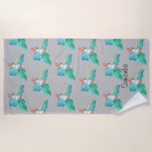 トロピカルコカトオウムパーソナライズされたビーチタオル ビーチタオル (正面)