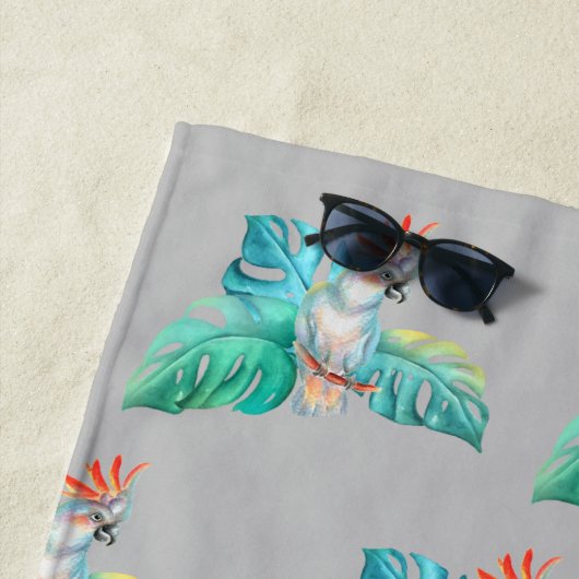 トロピカルコカトオウムパーソナライズされたビーチタオル ビーチタオル (インサイチュ)