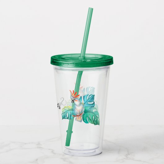 トロピカルコカトオウムパーソナライズされた病 アクリルタンブラー (裏面)