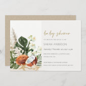 トロピカルココナッツオーキッズパームベビーシャワー招待状 サンキューカード (正面/裏面)