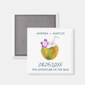 トロピカルココナッツクルーズシップ結婚式の引き出物マグネット マグネット (正面/裏面)