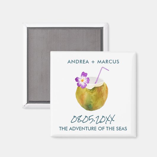 トロピカルココナッツクルーズシップ結婚式の引き出物マグネット マグネット (正面/裏面)