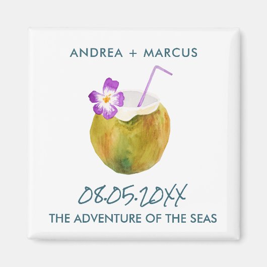 トロピカルココナッツクルーズシップ結婚式の引き出物マグネット マグネット (正面)