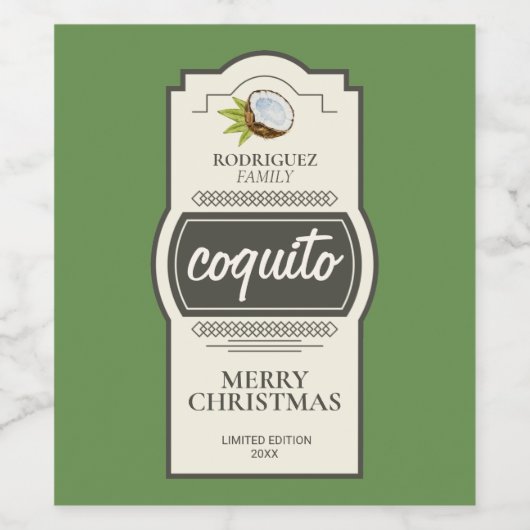 トロピカルココナッツコキートクリスマスドリンク ワインラベル (シングルラベル)