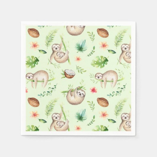 トロピカルココナッツスロッスパターン スタンダードカクテルナプキン (正面)