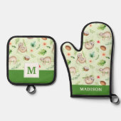 トロピカルココナッツスロッスパターン 鍋つかみ&鍋敷きセット (正面)