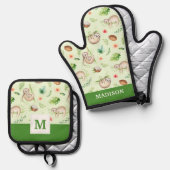 トロピカルココナッツスロッスパターン 鍋つかみ&鍋敷きセット (正面/裏面)