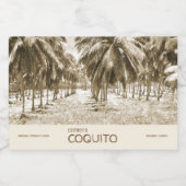 トロピカルココナッツパームツリーフォーコキト リキュールボトルラベル (シングルラベル)