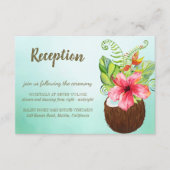 トロピカルココナッツフローラブーケウェディングレセプション エンクロージャーカード (正面)