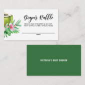 トロピカルココナッツベビーシャワーおむつラッフルカード プレイスカード (正面/裏面)