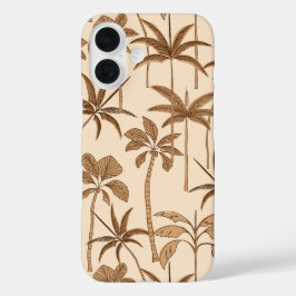 トロピカルコネクション: ファインラインパームボタニカルウォーム iPhone 16ケース