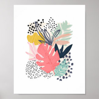 トロピカルコラージュカラフルアートワーク ポスター