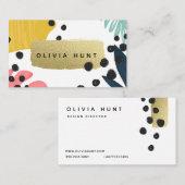 トロピカルコラージュ&ゴールドメタリック 名刺 (正面/裏面)