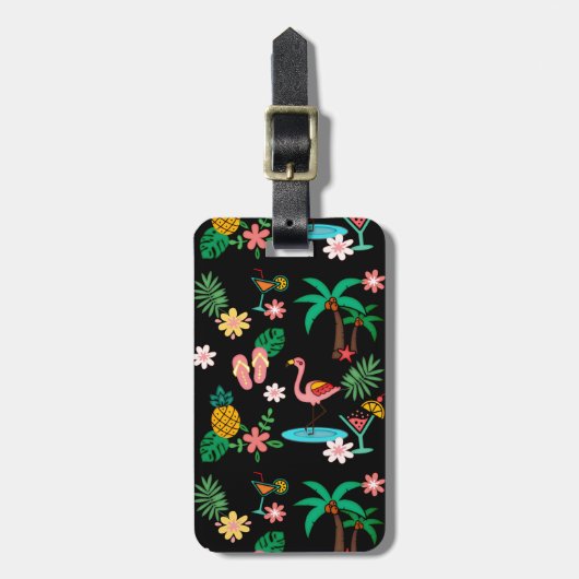 トロピカルコラージュ🍍🌴🦩 ラゲッジタグ (正面縦)