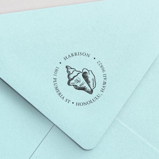 トロピカルコンチシェルラウンド差出人住所 セルフインキングスタンプ