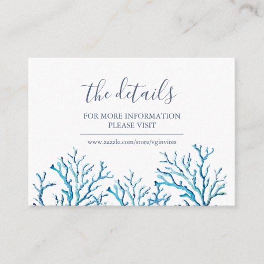 トロピカルコースタルコーラルゲスト詳細インサート エンクロージャーカード (正面)