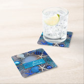 トロピカルコースタルシーシェルホリデークリスマス スクエアペーパーコースター (インサイチュ)