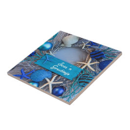 トロピカルコースタルシーシェルホリデークリスマス タイル