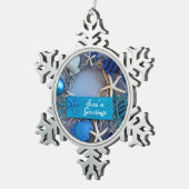 トロピカルコースタルシーシェルホリデー スノーフレークピューターオーナメント (右)