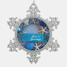 トロピカルコースタルシーシェルホリデー スノーフレークピューターオーナメント