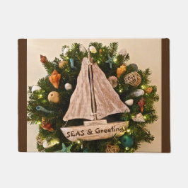 トロピカルコースタルシーズ&グリーティングビーチクリスマス ドアマット