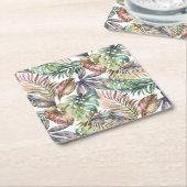 トロピカルコースターモンスターリーフコースター スクエアペーパーコースター (アングル)