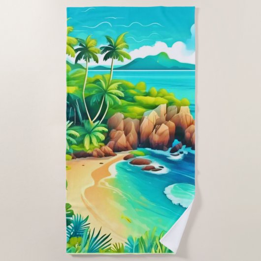 トロピカルコーストブリスデザイン ビーチタオル (正面)