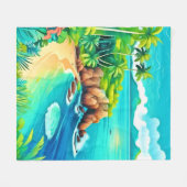 トロピカルコーストブリスデザイン フリースブランケット (正面(横))