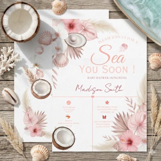 トロピカルコーストベビーシャワー Sea You Soon 招待状