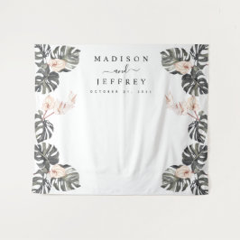 トロピカルコーラリリーウェディングフォトバックドロップ タペストリー