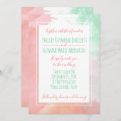 トロピカルコーラルネオミントウォーター結婚カラー 招待状 (正面/裏面)