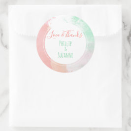 トロピカルコーラルネオミント結婚式の引き出物サンキューユー ラウンドシール