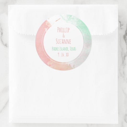 トロピカルコーラルネオ結婚ミント封筒用シール ラウンドシール (バッグ)