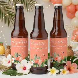 トロピカルコーラルフラワーバチェラーetteパーティー ビールラベル