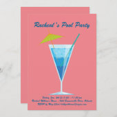 トロピカルコーラルプールパーティの招待状 招待状 (正面/裏面)