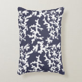 トロピカルコーラルリーフネイビーブルーアンドホワイト水中競技 アクセントクッション (正面(垂直))