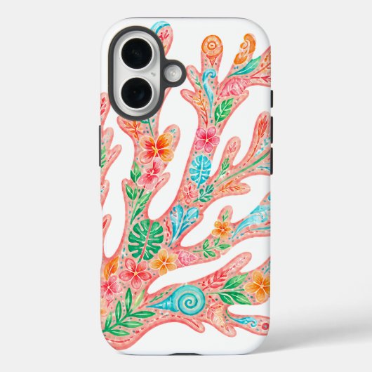 トロピカルコーラルリーフフラワーiPhoneケース Case-Mate iPhoneケース (裏面)