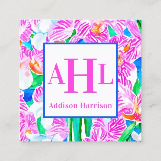 トロピカルコールカード、モノグラム筐体 スクエア名刺 (正面)