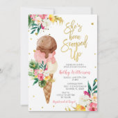 トロピカルコーンカラフルアイスクリームブライダルシャワー 招待状 (正面)