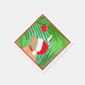 トロピカルゴールデンサンタシーガルクリスマス スタンダードカクテルナプキン (角)