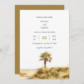 トロピカルゴールデンサンドドゥーンパームツリービーチ結婚式 招待状 (正面/裏面)